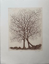 Woods by Hurcutt - Hand Colored Etching