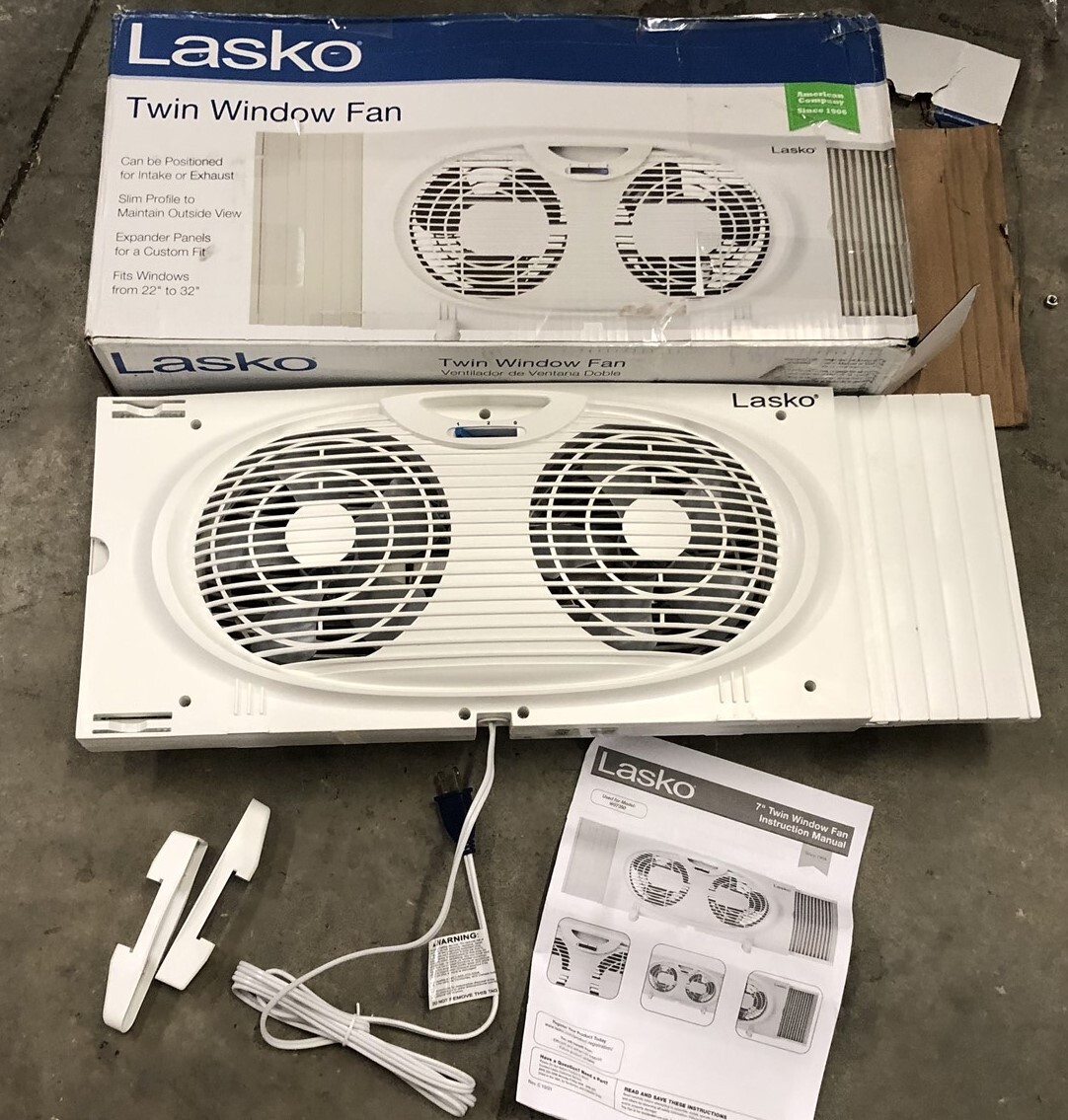 Lasko 6505861 7 inch 3 Speed Electric Twin Window Fan White eBay
