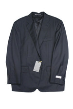 Canali Mens Wool Siena Classic Fit Suit Jacket, Black , 52 REG