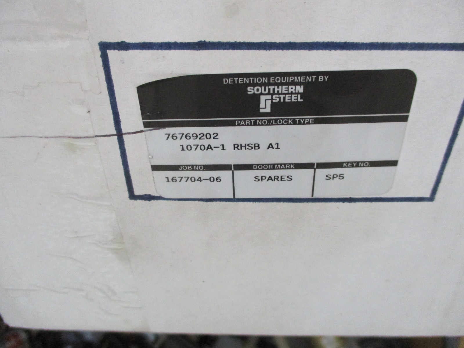 SOUTHERN STEEL 1070A-1 RHSB A1 COMBINATION SPRING & DEADLOCK DOOR JAIL ...