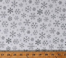 Cotton Snowflakes Winter Christmas Holidays White Fabric Print by Yard D508.73