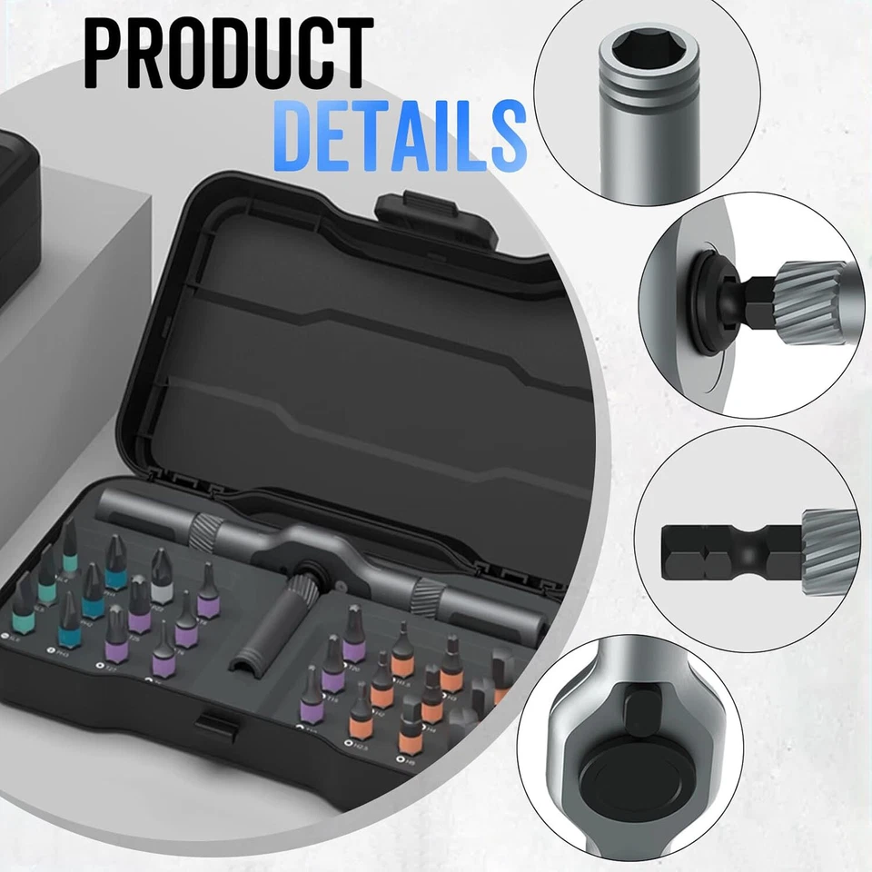 Juego de Destornilladores Magnéticos 24 en 1, Juego de Destornilladores de Trinquete Hágalo Usted Mismo, Multi Bit Magneti Foto 4 de 4