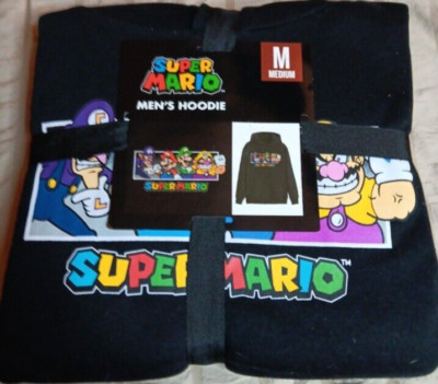 NWT Nintendo Super Mario Brothers Hoodie Mens Med Black Luigi 