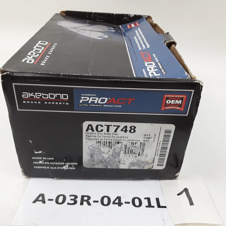 Akebono ACT748 Front Disc Brake Pad Set Fits Lincoln Mercury Ford 1998-2002 - Image 4 of 4