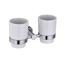 DOUBLE CERAMIC TUMBLER / TOOTHBRUSH HOLDER - BATHROOM ACCESSORY