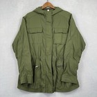 ATHLETA Outpost Jacket Womens Medium Green Hood Cinch Waist Pockets Outdoor Hike
