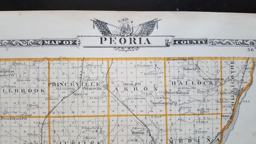 Antique Map - PEORIA COUNTY Illinois - Warner & Beers/Union Atlas Co. 1876 - Picture 2 of 7