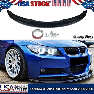GLOSSY BLACK FRONT BUMPER SPLITTER LIP FOR BMW 3SERIE E90 E91 M SPORT 2005-2008