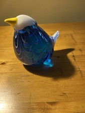 Vintage Leonardo Glass Blue Bird Paperweight