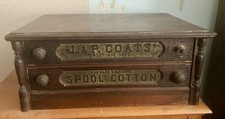Vintage J & P Coats 2-Drawer Wood (Walnut?) Spool Cabinet