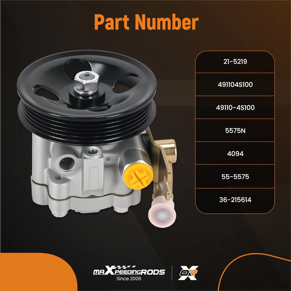 Power Steering Pump for Nissan Frontier Cab Pickup V6 3.3L 1999-2004 21-5219 - Image 3 of 4