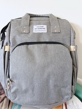 You Are My Sunshine Solid Gray/Beige Backpack Diaper Bag, Pad, Adjustable