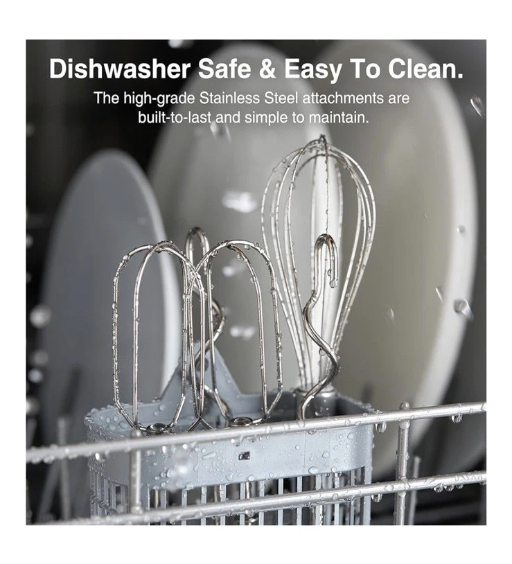 Batidor eléctrico batidor de mano - VonShef batidor de alimentos negro para hornear, 5 velocidades - 300 W Foto 4 de 4