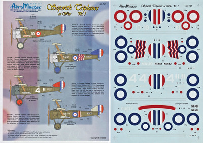 AEROMASTER 1/48 Soptwith Triplane 1 Naval Sqn 8 Naval Sqn CAM (RNAS/ALA)