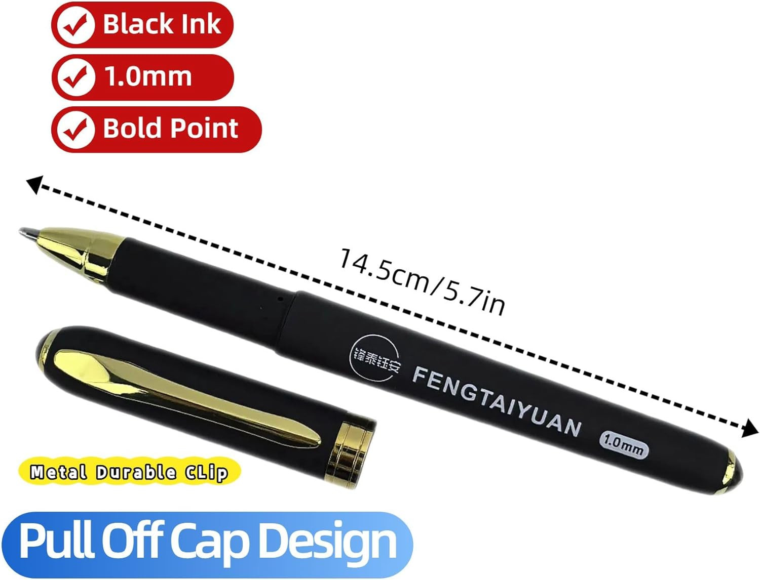 Gel Ink Rollerball Pens, Black Ink, Bold Point 1.0Mm, 18 Pack