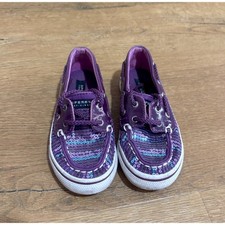 Girls Sperry Top Siders Bahama Purple Plum Sequin Boat Shoe Size 9.5 Sparkle