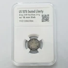 US 1876 10C Seated Liberty Silver Dime Coin w/ 18 mm Slab Snap Holder