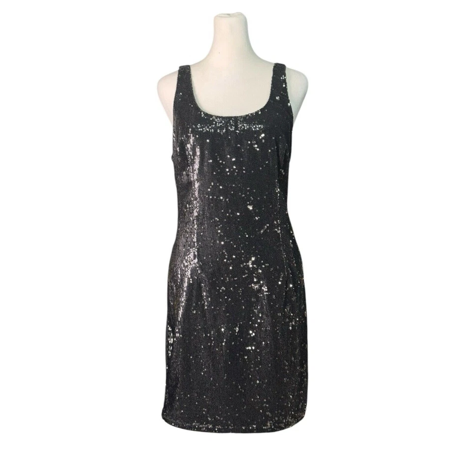 Тишина + шум размер 8 черный блестки мини-платье праздник блеск новый коктейль гламур - Изображение 2 из 4