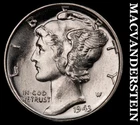 1943 Silver Mercury Dime - Choice Gem Brilliant Unc++++  Lustrous  #J9933
