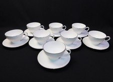 8 Pcs Vtg Noritake Fremont White Silver Rim C...