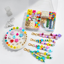 421 PCS DIY Beaded Keychain Making Kit, Bag Charm Craft Supplies Acrylic Alpha