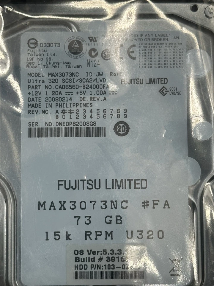 NEW FUJITSU, MAX3073NC , 73.4GB 15000 RPM ULTRA-320, 80PIN SCSI HARD DRIVE - Image 2 of 4