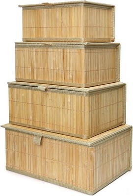 Wicker Basket With Lid Bamboo Storage Box For Shelf Bamboo Decor Storage Boxes