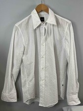 HUGO BOSS White Swirls Pattern 100 Cotton Men's Shirt Sz M