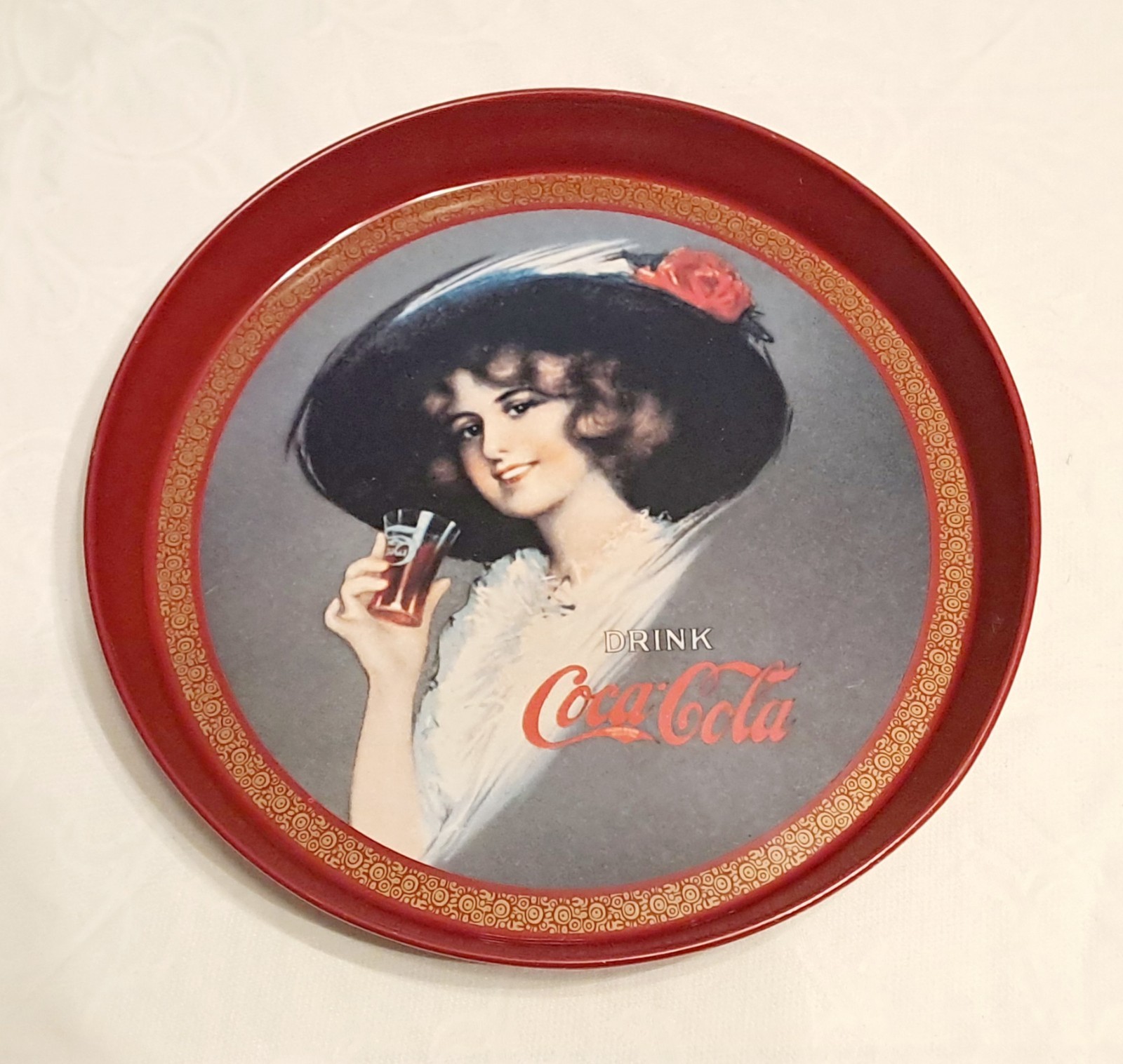VASSOIO TONDO COCA-COLA VINTAGE ROSSO in METALLO ANNI '90 by FRAM