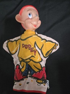 Vintage 1960's WD Dopey Hand Puppet by Gund Vinyl Head Made in Hong Kong