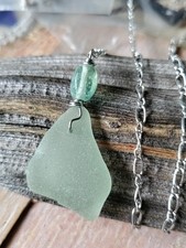 Hawaiian Surf Pastel Green Sea Glass Necklace Beach Wife Friend Mother Sister
