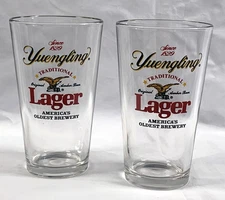 2 Yuengling Brewing Co Lager Beer Pint Glasses America's Oldest Brewery Eagle