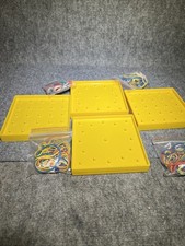 Set Of 4 Double sided Geometric Boards W/Asst Color Rubber Bands Learning Shape