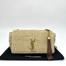 Saint Laurent YSL Medium Kate Tassel Monogram Raffia Bag Gold Hardware