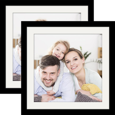 Picture Frames 10X10 2 Pack Made of Solid Wood Black for Wall Mounting and Table