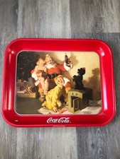 1986 Vintage Coca Cola Decorative Metal Tray Christmas Theme Collectible