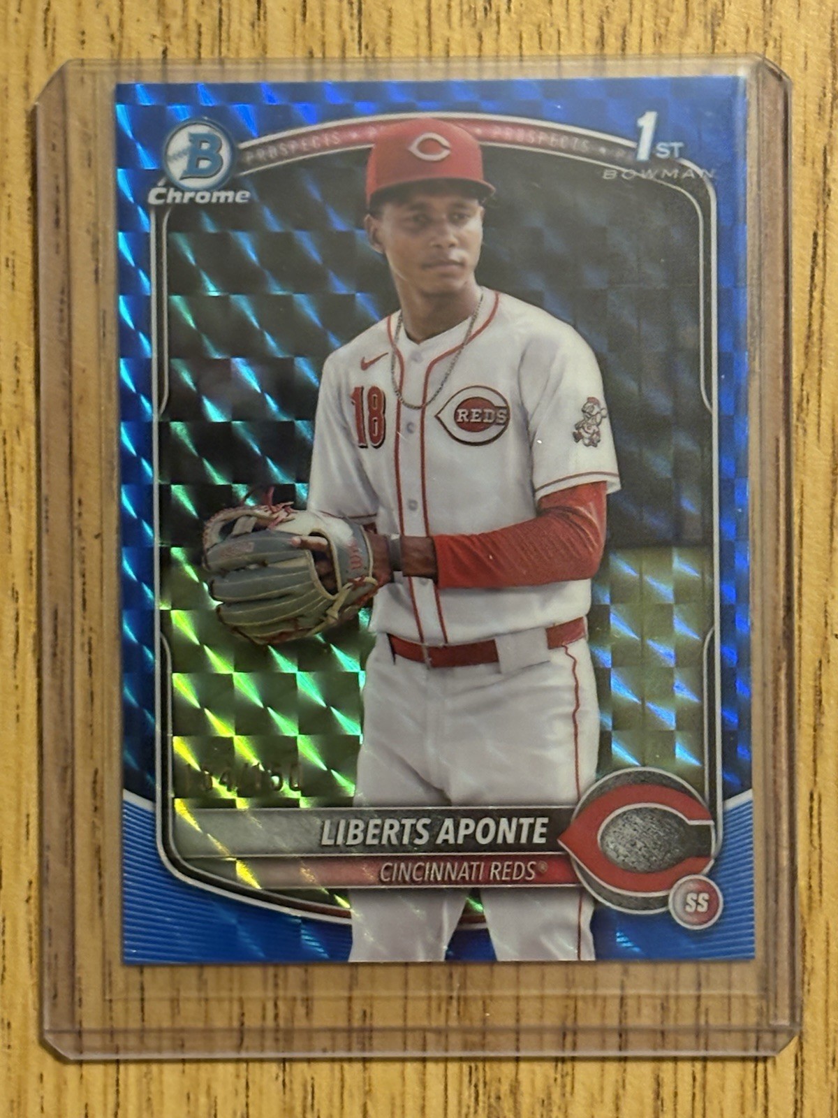 2025 Bowman Chrome Liberts Aponte Blue Geometric Refractor 1st /150  Reds 