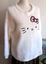 Sanrio Hello Kitty NEW Fluffy Warm White Top Girl's L 12-14 Will Fit Woman Sml