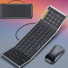 ProtoArc Foldable Wireless Keyboard  Mouse Combo Full Size Travel XKM01