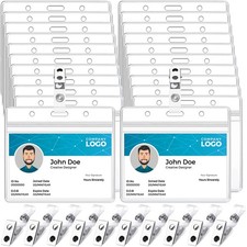 Name Tag Holders With Metal Clip, 50 Pack Clear PVC Horizontal Badge