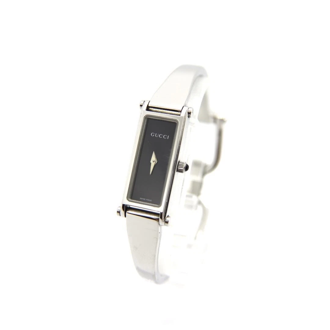 Montre Gucci 1500L femme vintage noir argent 12 mm quartz fabrication suisse occasion F/S 