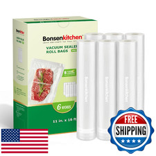 Bonsenkitchen Vacuum Sealer Bags 6 Rolls 11"x16’ Food Storage Sous Vide BPA Free