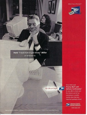 2000 USPS United States Parcel Service Priority Mail Vintage Print Ad/Poster