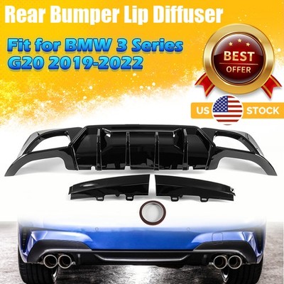 For 19-Up BMW G20 M340i | M-Performance GLOSSY BLACK Rear Bumper Lower Diffuser