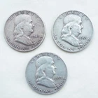 Lot of 3 Franklin Half Dollars 1949, 53, 53-D  1.08 ASW