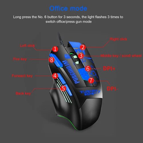 Kabelgebundene Maus Mit 8 Tasten Für E-Sport-Gaming RGB-Hintergrundbeleuch KUI