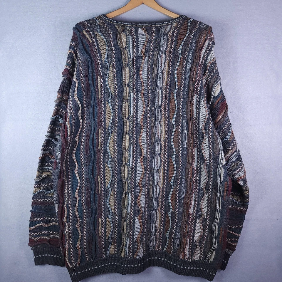 Suéter Tejido 3D Vintage Roundtree & Yorke Para Hombres 3XLT Multicolor Pullover Biggie Foto 4 de 4