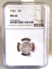 1945 Mercury Dime, NGC MS-66 GRADED SWEET SILVER COIN *NO RESERVE*