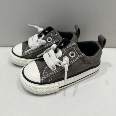 New Converse Slip On No Lace Sneakers Shoes Toddlers Boys Size 5 Grey Gray