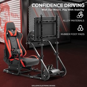 Supllueer Racing Simulator Cockpit With Red Seat & TV Stand Fit Logitech G920
